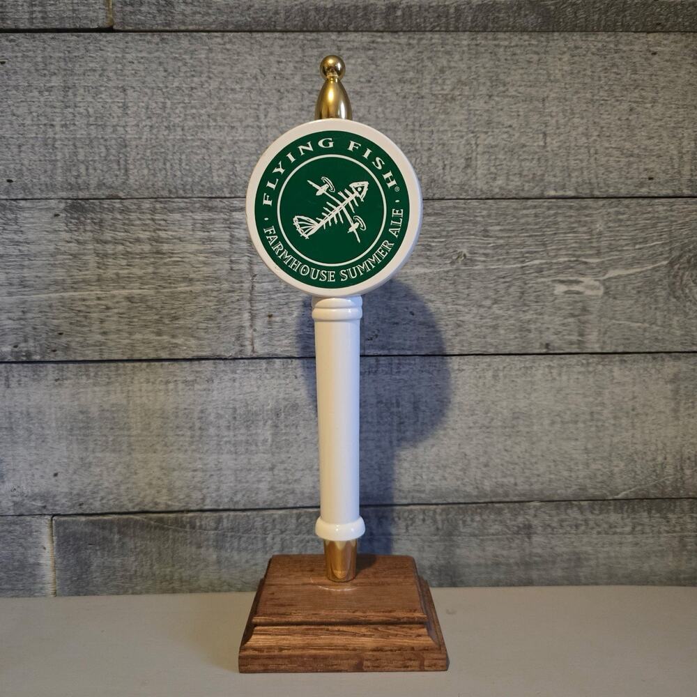 Flying Fish Farmhouse Summer Ale Beer Tap Handle – White & Green – Breweriana